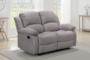 Fabric Light Grey 2 Seater Manual Recliner Sofa VALENCIA