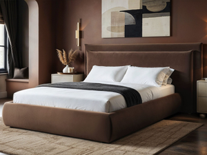 SOLACE+CO Sigrid Sand Velvet Cushion Headboard Ottoman Bed