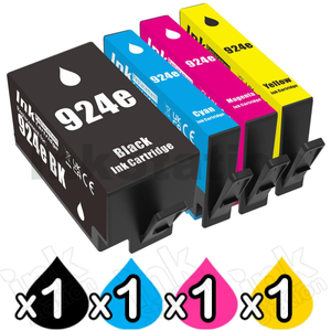 4 Pack Compatible HP 924e EvoMore Ink Cartridges Combo 4K0V0NA, 4K0V7NA - 4K0V9NA [1BK,1C,1M,1Y] For Officejet Pro 8120 / 8130
