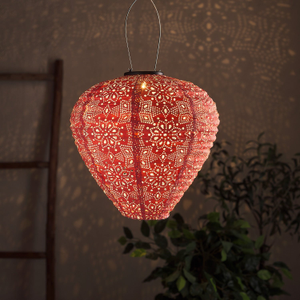 Tyvek Pink Moroccan Hanging Solar Lantern