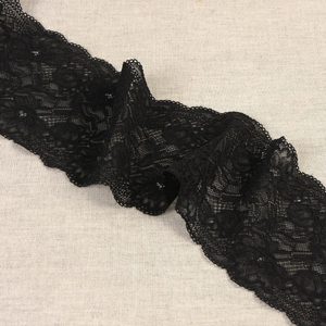 Dentelle élastique fleurs délicates - Noir