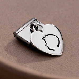 Classic Silver Silhouette Engraving Heart Pendant Charm