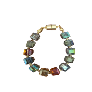 Faceted Bead And Stone Multicolor Bracelet