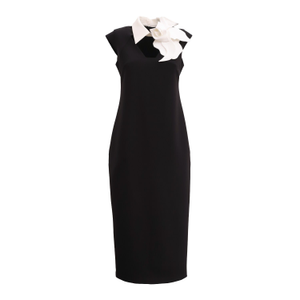 Modern Business Sheath Dress With Decorative Collar - Black (XXL)