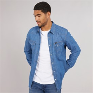 Wrangler Mens Western Shirt Mid Stone