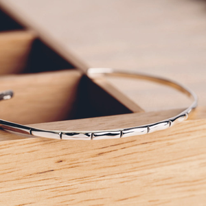 Tempest Serre Silver Bamboo Cuff Bangle