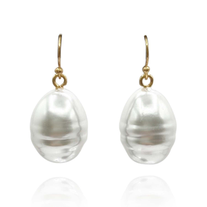 Marcella White Baroque Glass Pearl Drop