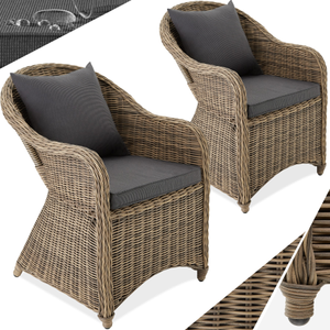2 poltrone in rattan con struttura in alluminio, cuscini di seduta e cuscini dello schienale inclusi