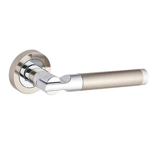 Lisbon Lever On Rose Door Handle - Pair - Dual Tone - Polished Chrome/Brushed Nickel - Designer Levers