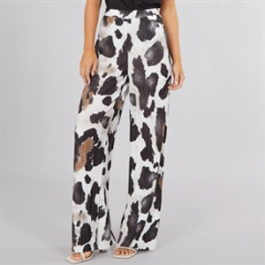 Vero Moda Womens Kendal Straight Print Trousers Birch Leo AOP