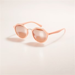 Sunsentials Womens Hexagonal Lens Sunglasses Shiny Solid Coral