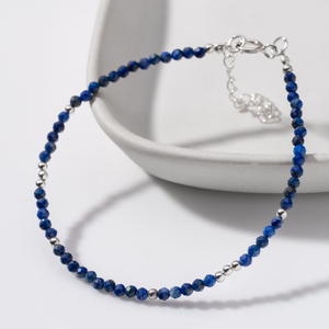 Signature Silver Beaded Lapis Lazuli IMERAKI Bracelet