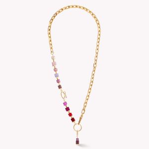 DELUXE GEOCUBE Multiway Necklace Gold Plated Purple Red