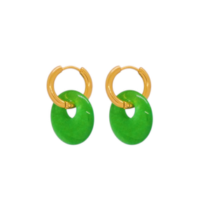 Jade Hoop Earrings 18K Gold