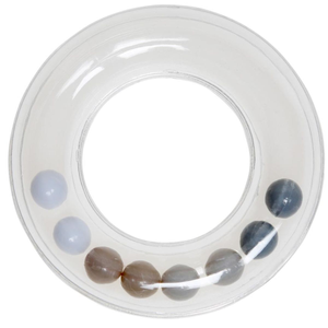 Anneau hochet transparent avec perles 63 mm - Gris