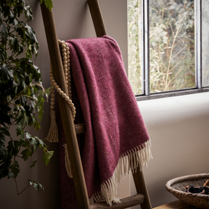Herringbone Shetland Wool Throw - Berry
