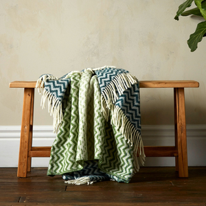 Woolroom Astrid Gradient Pure New Wool Throw - Green