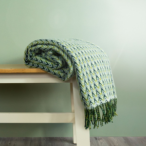 Shady Wave Wool Throw - Green