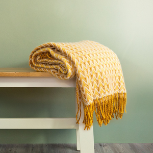 Shady Wave Wool Throw - Yellow