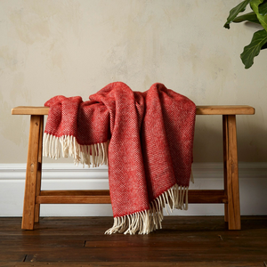 Greta Herringbone Wool Blanket - Terracotta