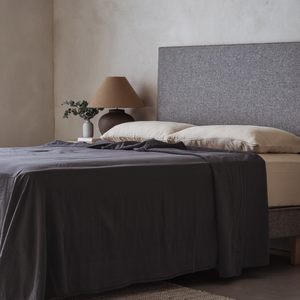 Mariana Linen Blend Flat Sheet - Charcoal