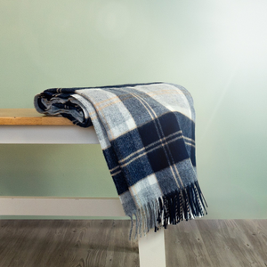 Bannockbane Tartan Throw - Silver/Blue
