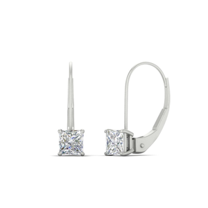 Lever Back Princess Cut 1 Ct Stud Earring