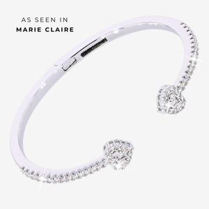 Silver DiamonFlash® Baguette Heart Bangle