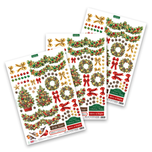 Die Cut Decoupage – Christmas Floral Embellishments, Traditional (pack of 3)