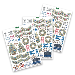 Die Cut Decoupage – Christmas Floral Embellishments, Winter (pack of 3)