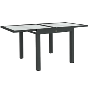 Outsunny Mesa Extensible de Jardín Grande desplegadas 160x80x75 cm Aluminio Tablero de Vidrio Templado transparente