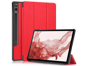 Slim Synthetic Leather Flip Case with Stand for Samsung Galaxy Tab S10+ - Red