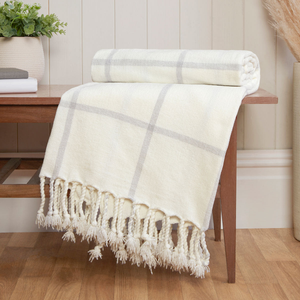 Freya Charcoal Chenille Check Throw (130cm x 180cm)