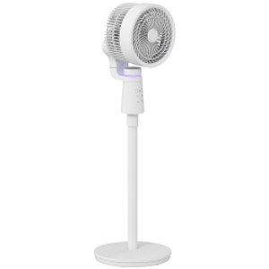 HOMCOM Pedestal Air Circulation Fan with Oscillating, Light Off, White