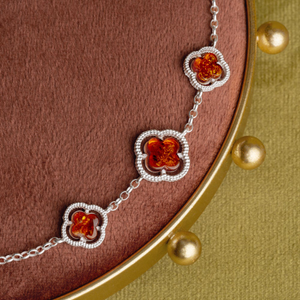 Signature Silver Amber Clover Bracelet