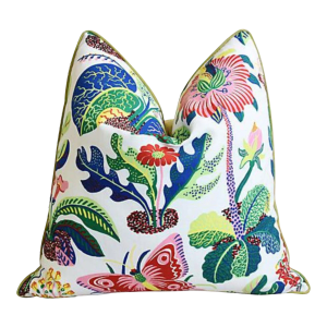 Schumacher Colorful Exotic Floral Botanical Feather/Down Pillow 21" Square