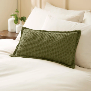 Jaipur Waffle Cotton Cushion - Olive Green