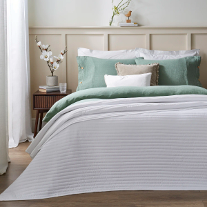 Quilted Lines  Bedspread - White