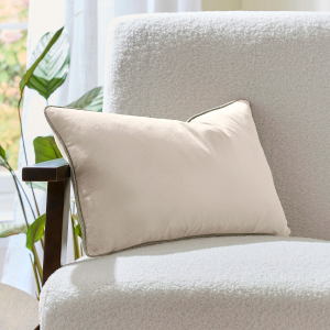 Spencer Linen Piped Velvet Cushion - Natural