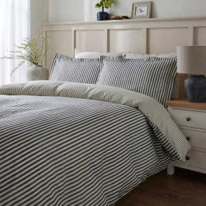 Hebden Mélange Stripe Duvet Cover Set - Black Double 200x200cm