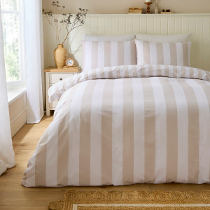 Cove Stripe Reversible Duvet Cover Set - Natural King Size 220x230cm