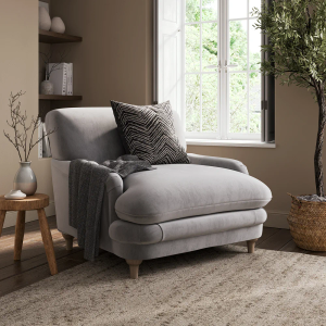 Ella Velvet Snuggle Chair - Grey