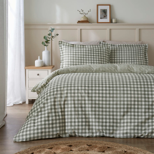 Barton Gingham Duvet Cover Set - Forest Green Single 200x135cm