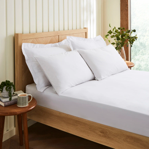 Cotton Percale 200TC Extra Deep Fitted Sheet - White King Size 150x200cm