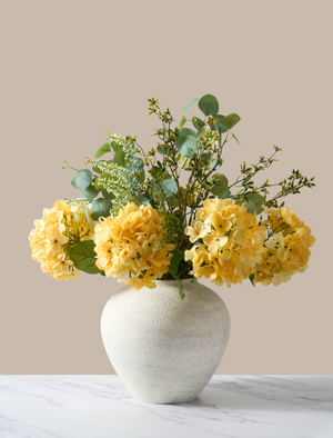 Faux Arrangement - Eucalyptus & Yellow Hydrangea