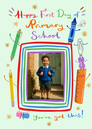 Happy First Day Of School Photo Upload Card