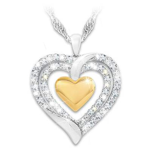 24-Diamond Loving Heart Of Gold Pendant Necklace