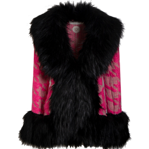 Fur-Effect Houndstooth Print Coat Paule (S)