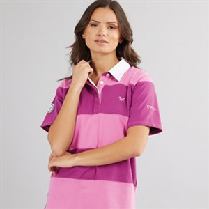 Crew Clothing Womens Short Sleeve Rugby Polo Shirt Super Pink/Deep Orchid