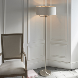 94359 Highclere 3 Light Floor Lamp Chrome Linen